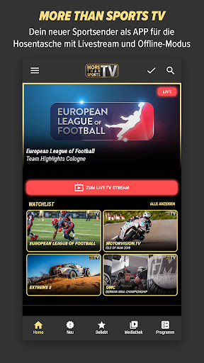 Android application MoreThanSports TV screenshort