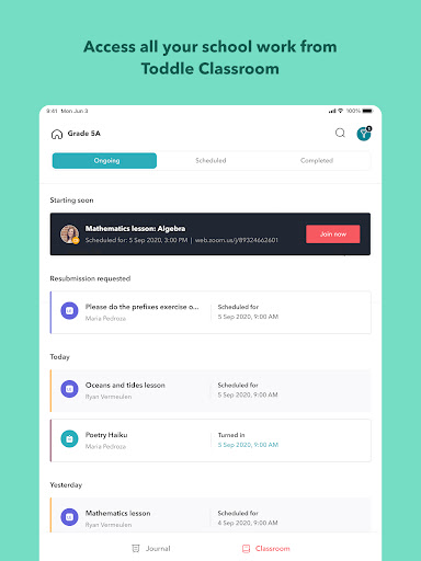 Screenshot of Toddle Student