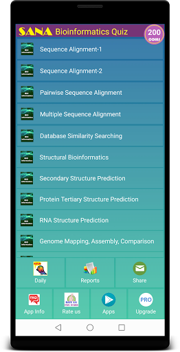 Android application Bioinformatics Quiz screenshort