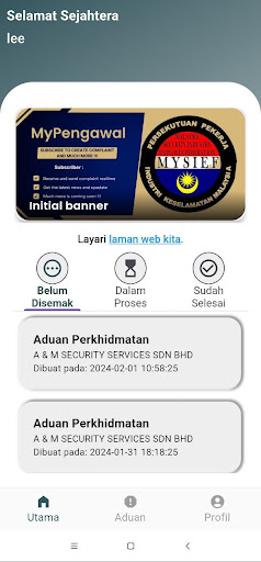 Android application MyPengawal screenshort