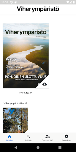Android application Viherymparisto screenshort