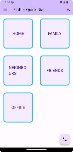 Android application Quick Dial screenshort