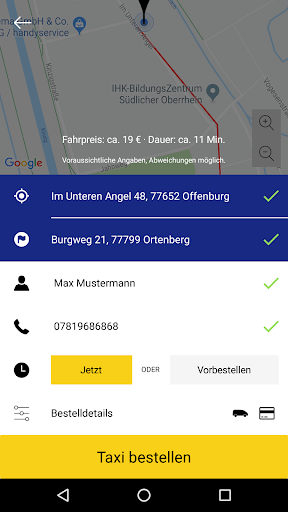 Taxi Nowak - Offenburg Screen 2
