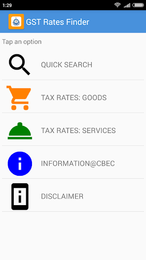 Android application GST Rate Finder screenshort