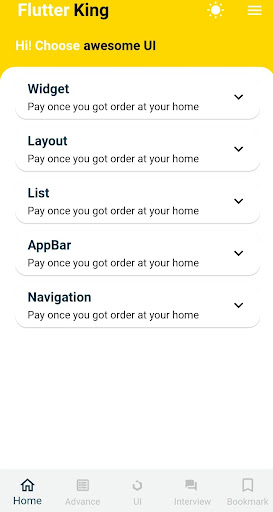 Android application Flutter King screenshort