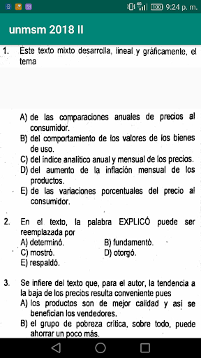Examen de Admisión UNMSM 2018 Screen 3