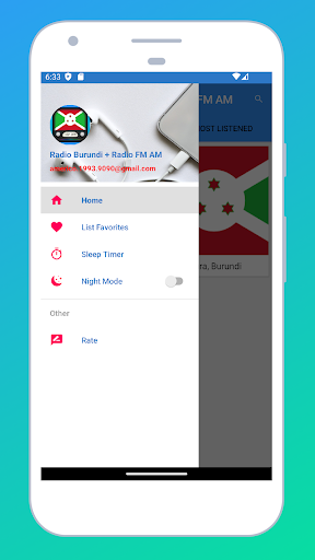 Android application Radio Burundi + Radio FM AM screenshort