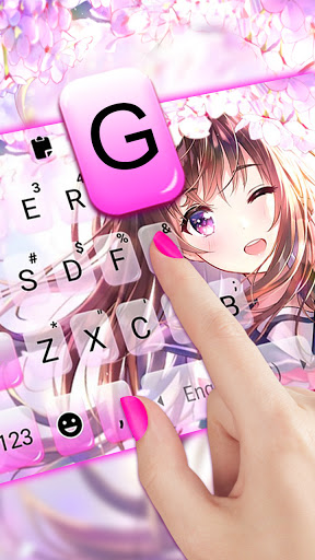 Sakura Anime Girl Keyboard Bac Screen 2
