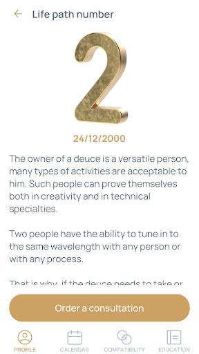Numerology Calculator Screen 2