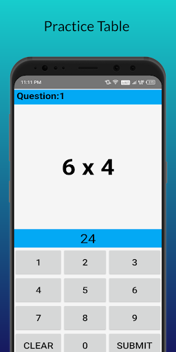 Math app:Multiplication table Screen 3