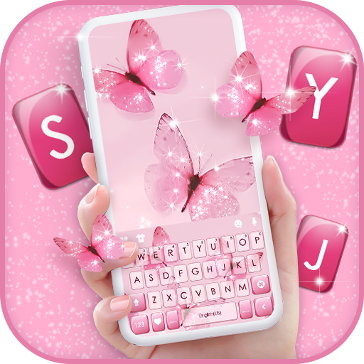 Pink Butterfly Keyboard Backgr logo