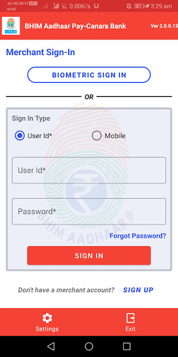 BHIM Aadhaar Pay-Canara Bank Screen 2