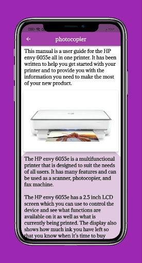 HP ENVY 6055e Printer Guide Screen 2
