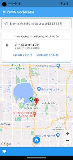 Android application IP Address Geolocation screenshort