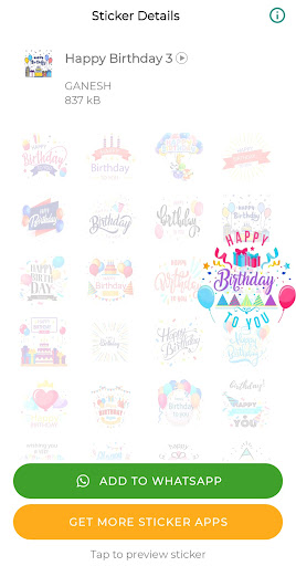 Happy Birthday Stickers for WA