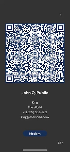 Android application QRCard screenshort
