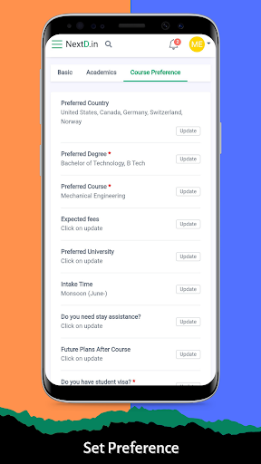 NextD - Study Abroad Platform Screen 2