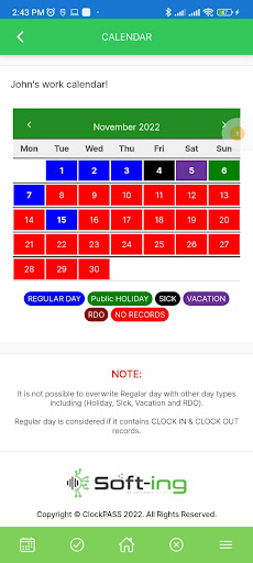 Android application Clockpass screenshort