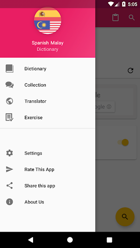 Android application Spanish Malay Dictionary screenshort