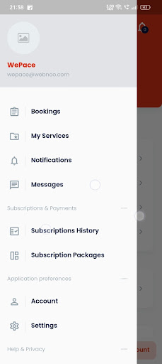 Android application WePace Provider screenshort