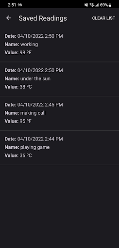 Screenshot of Battery Health Temperature