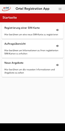 Android application Ortel Registration App screenshort