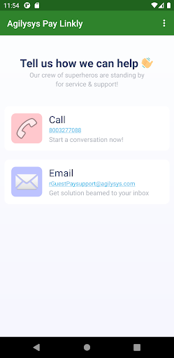 Android application Agilysys Pay Linkly screenshort