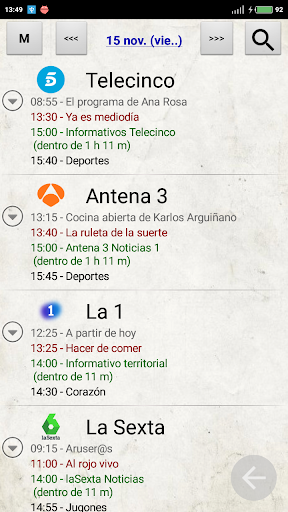 Android application Programacion "Tele Ahora" screenshort