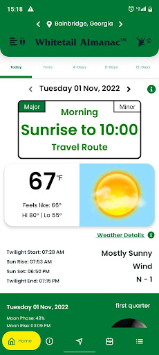 Android application Whitetail Almanac screenshort