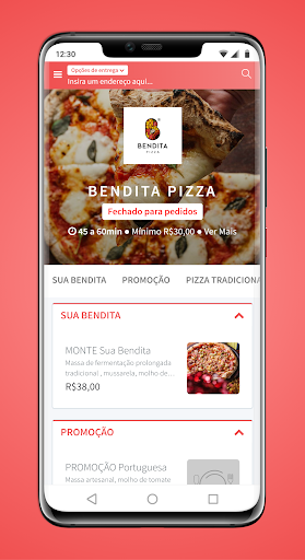 Android application Bendita Pizza screenshort