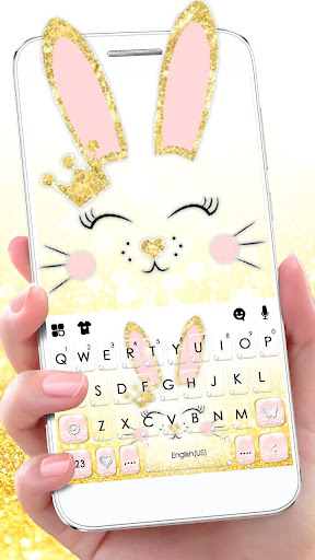 Android application Gold Glitter Bunny Keyboard Th screenshort