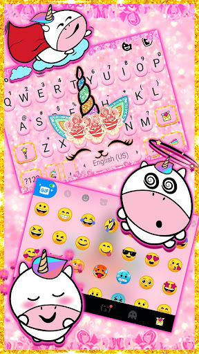 Glitter Pink Unicorn Keyboard Screen 3