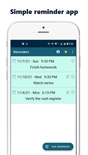 Android application Remind me app screenshort