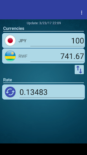 Android application Japan Yen x Rwanda Franc screenshort