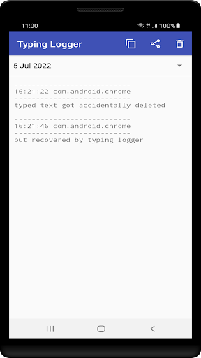Android application Typing KeyLogger screenshort
