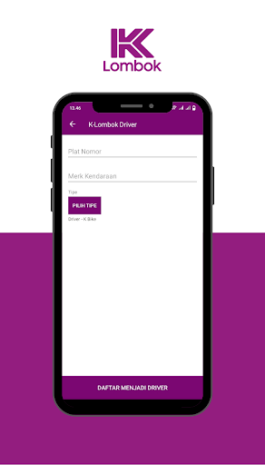 Android application K-Lombok Driver screenshort