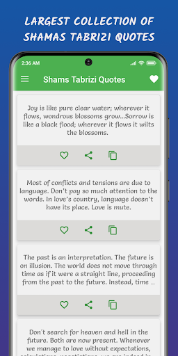 Android application Shams Tabrizi Quotes screenshort