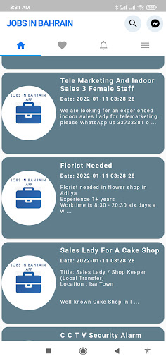 Android application Jobs in Bahrain screenshort