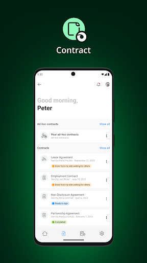 Android application PLC Contract screenshort