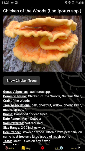 Android application Minnesota Mushroom Forager Map screenshort