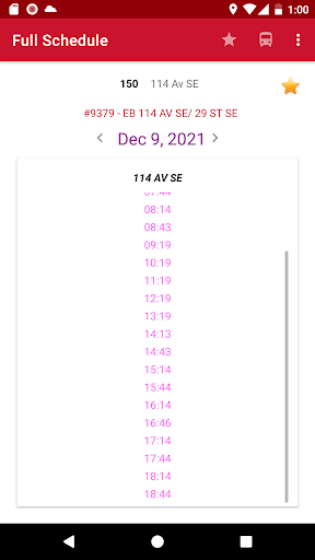Bus Schedule in Calgary Screen 2
