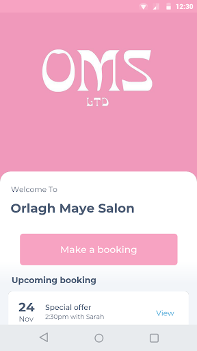 Android application Orlagh Maye Salon screenshort