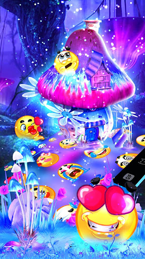 Neon Galaxy Mushroom Keyboard Screen 3