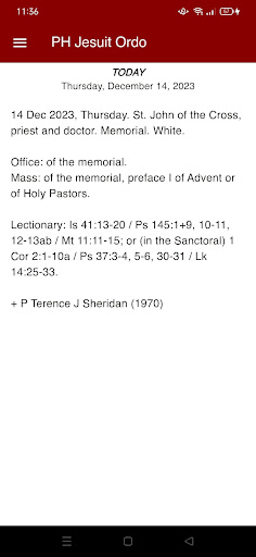 Android application PH Jesuit Ordo screenshort