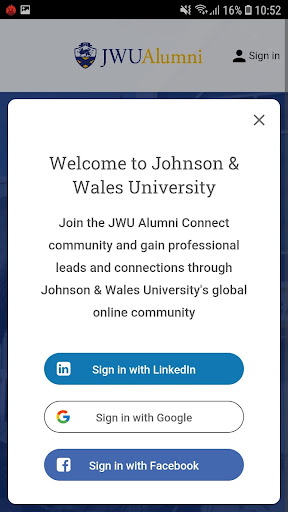 JWU Alumni Connect Screen 2