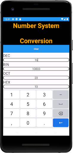 Android application Number System Converter screenshort