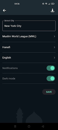 Android application Prayer Times screenshort