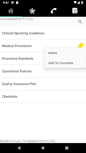 Bandera County EMS Protocols Screen 2