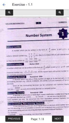 1st year Math Keybook Screen 3