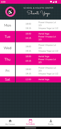 Android application Shanti Yoga screenshort